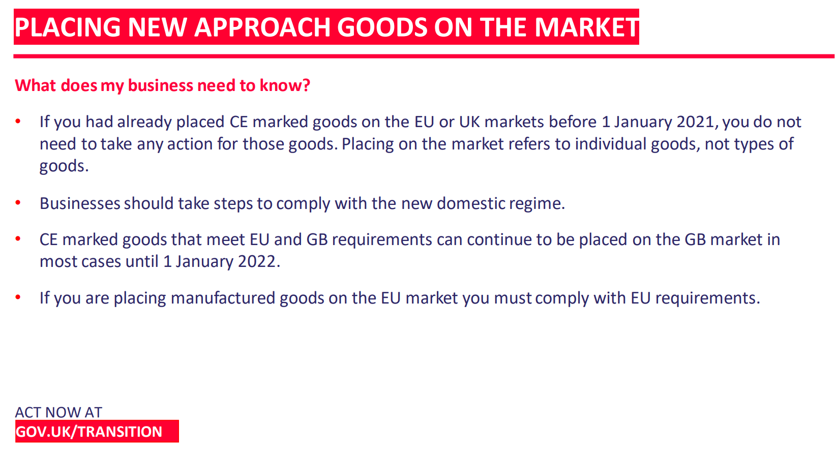 Brexit: Placing goods on the market 